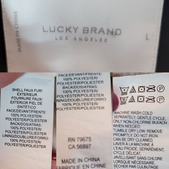 Lucky Brand Ivory Vegan Faux Shearling Sherpa Moto Jacket Womens Sz L Teddy Bear - Picture 3 of 12